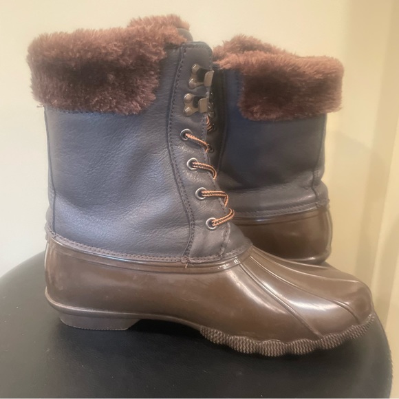 WINTER SNOW WATERPROOF BOOTS Electric Karma Women Boots Brown Rubber Ankle US 10 - Picture 5 of 8